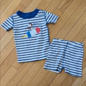 Hanna Andersson snoopy popsicle Blue Striped Kids Pajamas Set 2T